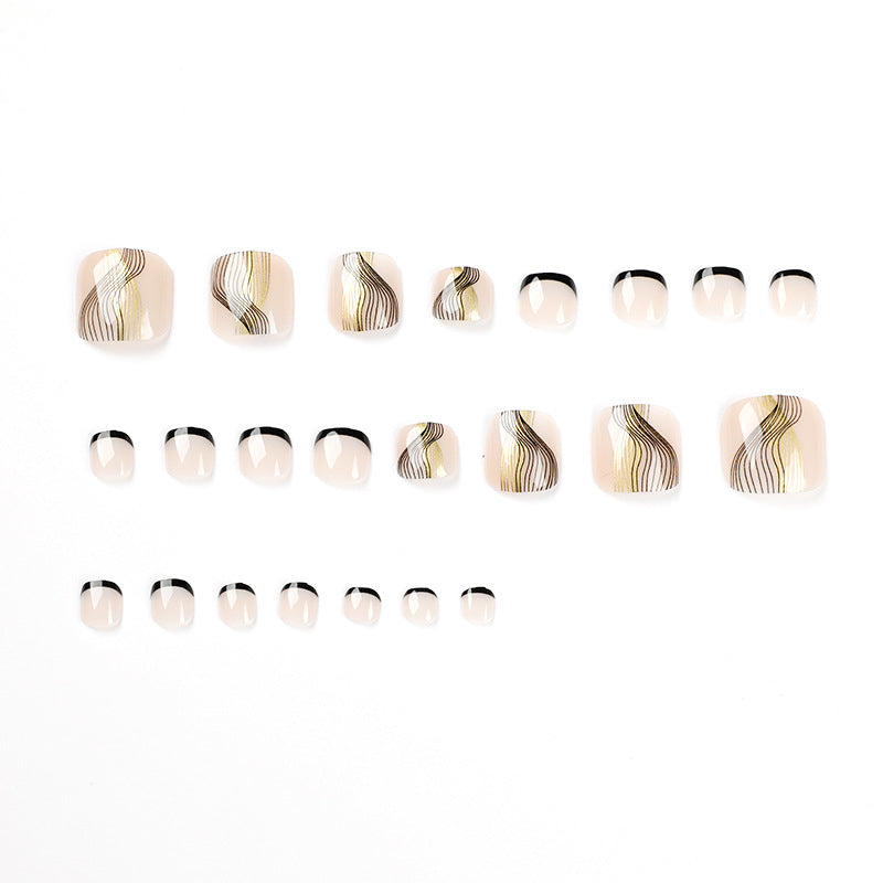 Wholesale Plastic Black Edge Gold Line Nail Art for Feet
